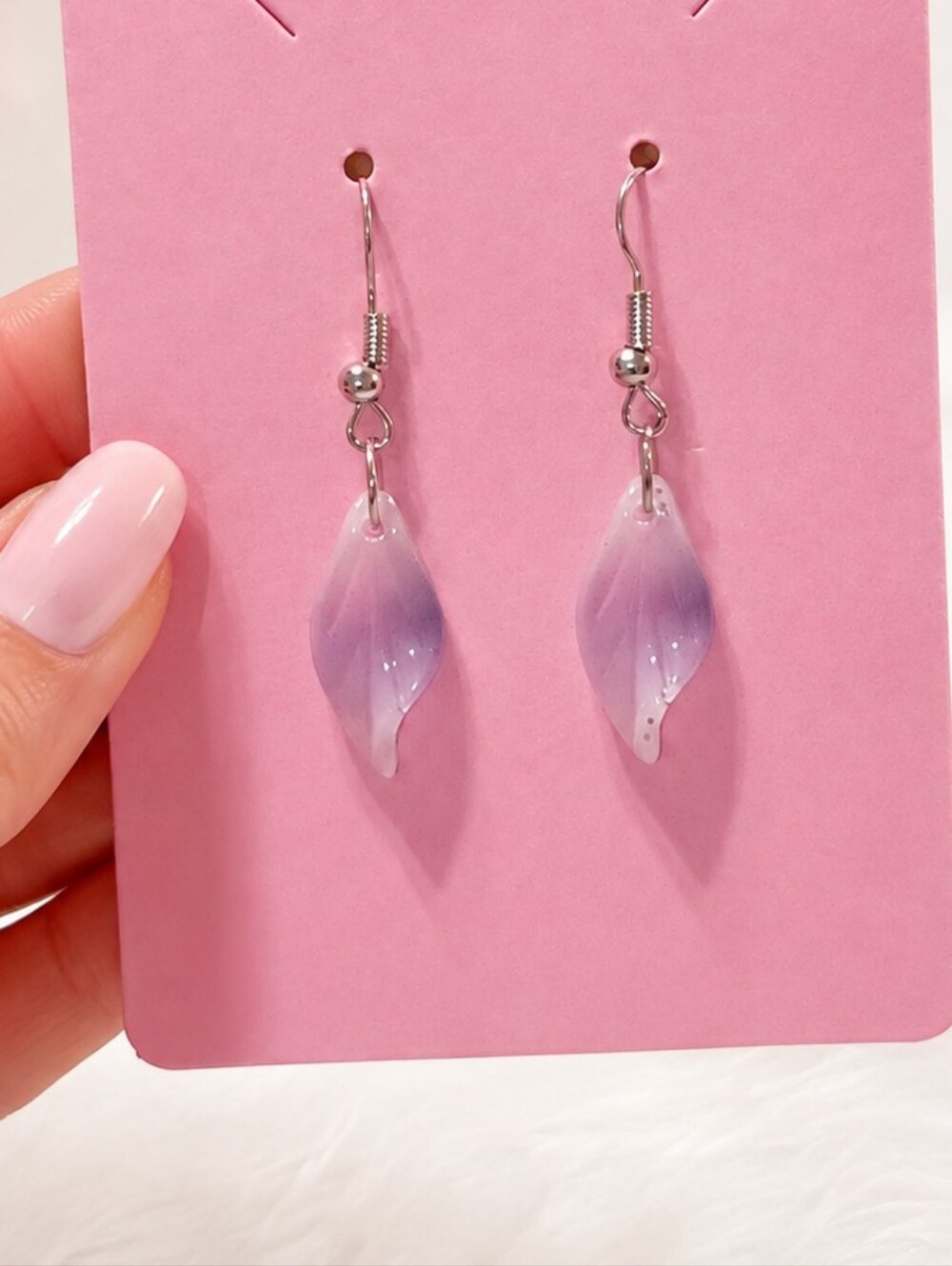 Kawaii Moana-Inspired Lavender Ocean Leaf Dangle Earrings Y2K